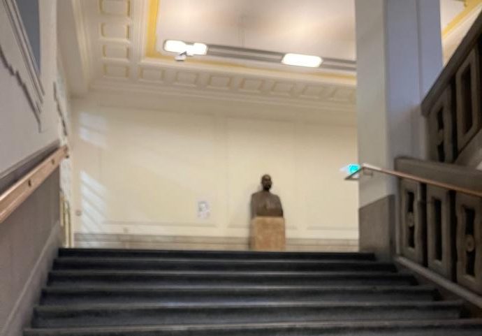 Statue of Emperor Franz Josef at the top of the stairs